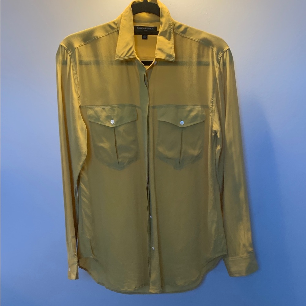 Banana Republic Silk Mustard Yellow Shirt with Pockets